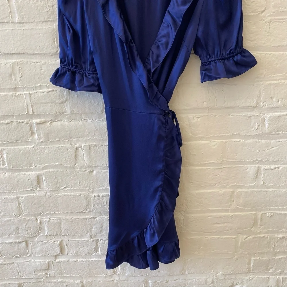 Hill House || Nima Silk Wrap Mini Dress Navy‎ XS